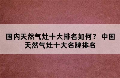 国内天然气灶十大排名如何？ 中国天然气灶十大名牌排名